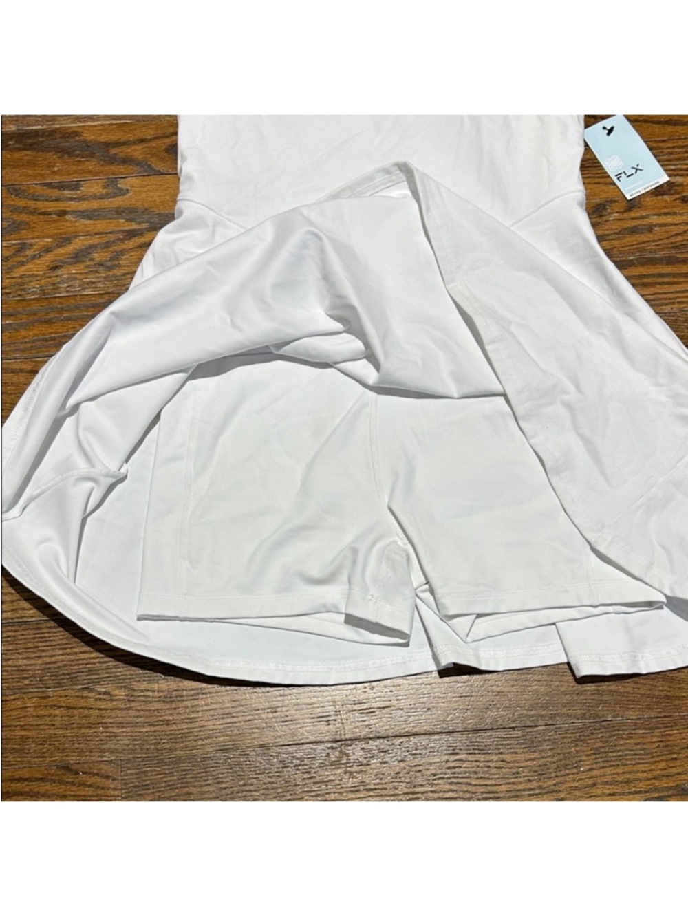 FLX White Strappy Skater Dress / Skort built in cups, pocket and shorts - Picture 2 of 6